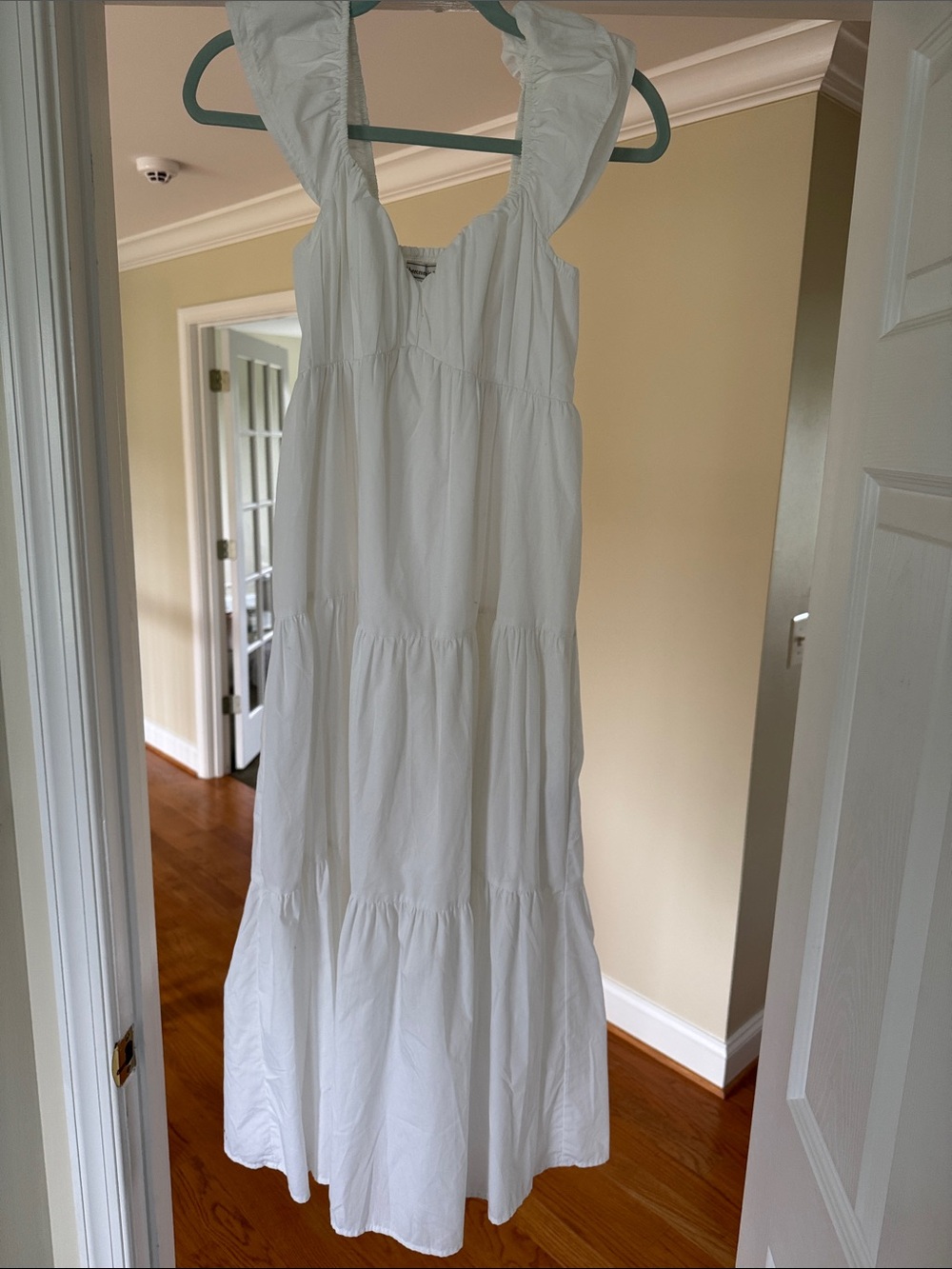 Abercrombie & Fitch White Tiered Maxi Dress with Ruffle Straps